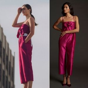 Anthropologie Bow-tie Satin Jumpsuit